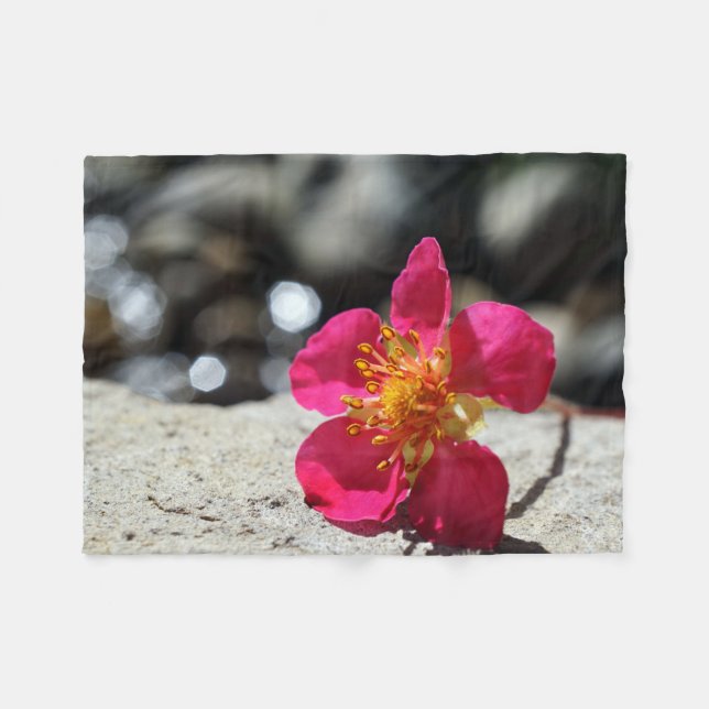 Mystery Pink Flower Photograph Fleece Blanket (Front (Horizontal))