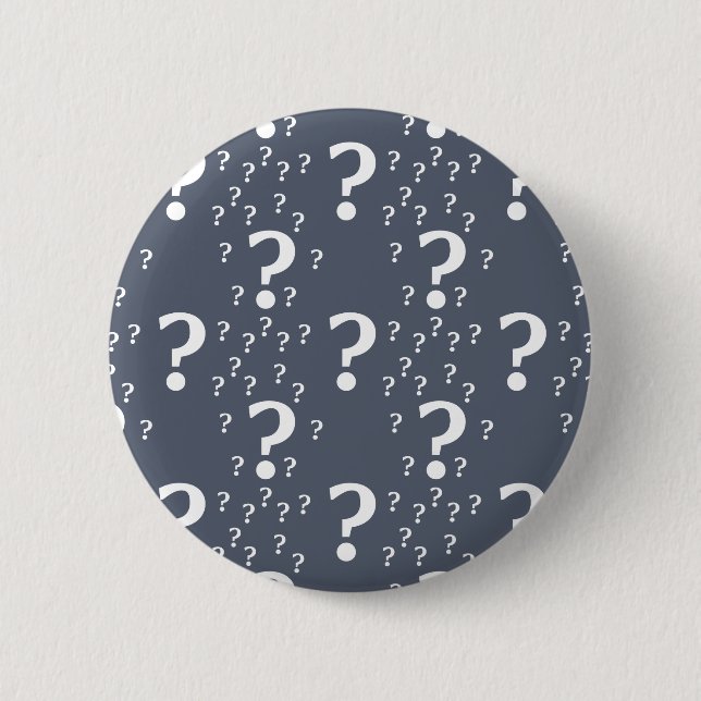 Mystery question mark riddle puzzle blue-grey 6 cm round badge (Front)