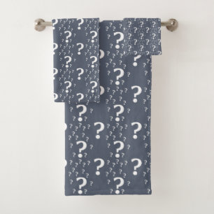 Mystery question mark riddle puzzle blue-grey bath towel set