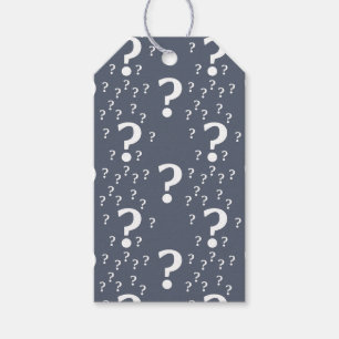 Mystery question mark riddle puzzle blue-grey gift tags
