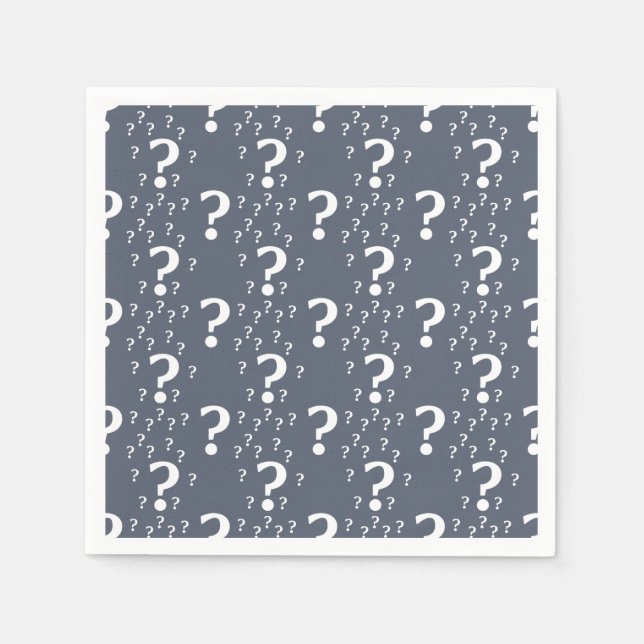 Mystery question mark riddle puzzle blue-grey napkin (Front)