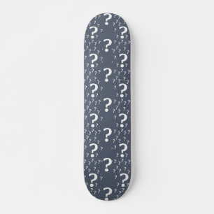 Mystery question mark riddle puzzle blue-grey skateboard