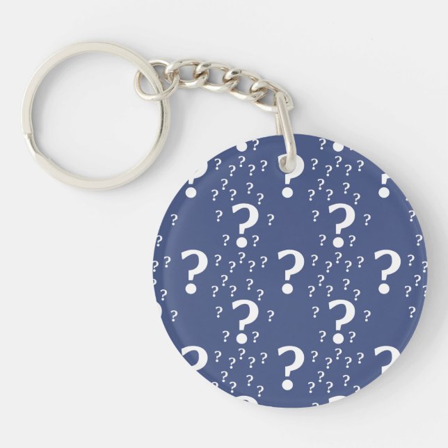 Mystery question mark riddle puzzle blue key ring (Front)