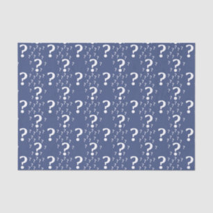 Mystery question mark riddle puzzle blue tissue paper