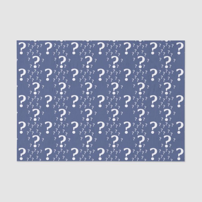 Mystery question mark riddle puzzle blue tissue paper (Front)