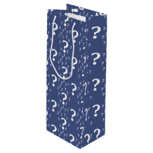 Mystery question mark riddle puzzle blue wine gift bag