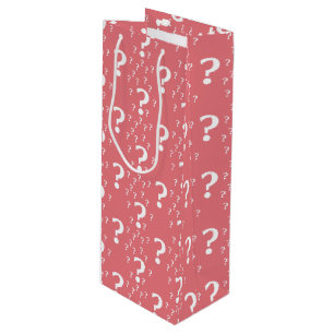 Mystery question mark riddle puzzle coral wine gift bag