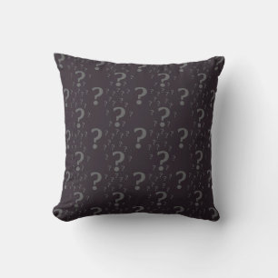 Mystery question mark riddle puzzle gray cushion