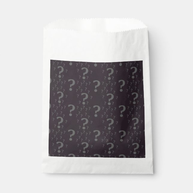Mystery question mark riddle puzzle gray favour bags (Front)