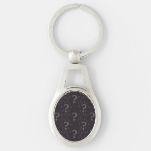 Mystery question mark riddle puzzle grey key ring
