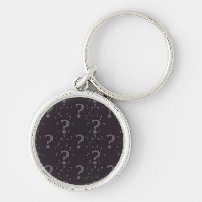 Mystery question mark riddle puzzle grey key ring (Front)