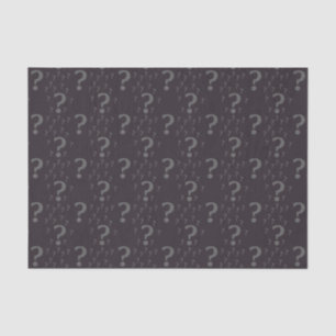 Mystery question mark riddle puzzle grey tissue paper