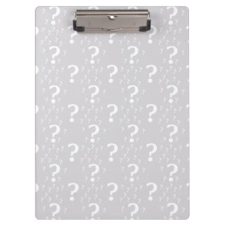 Mystery question mark riddle puzzle light gray clipboard