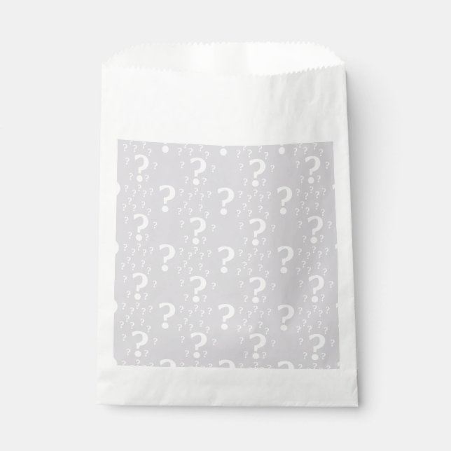Mystery question mark riddle puzzle light gray favour bags (Front)