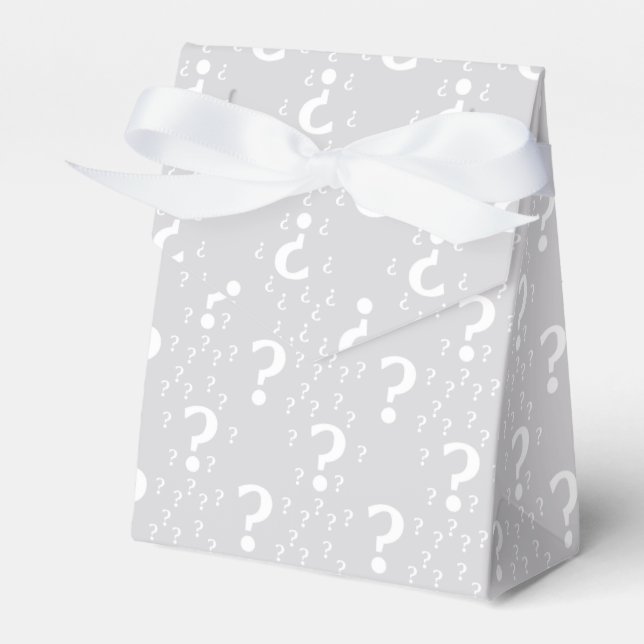 Mystery question mark riddle puzzle light gray favour box (Front Side)