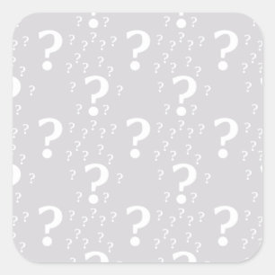 Mystery question mark riddle puzzle light gray square sticker