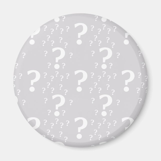 Mystery question mark riddle puzzle light grey magnet (Front)