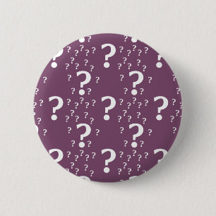 Mystery question mark riddle puzzle mauve 6 cm round badge