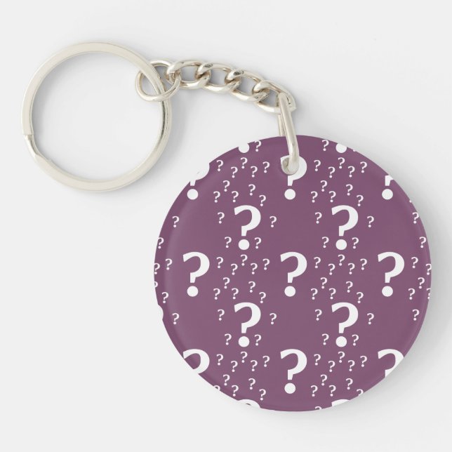 Mystery question mark riddle puzzle mauve key ring (Front)