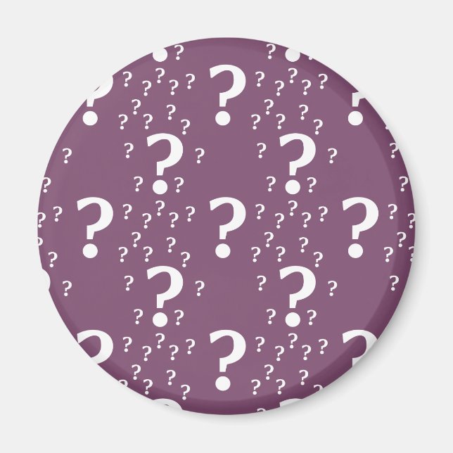 Mystery question mark riddle puzzle mauve magnet (Front)