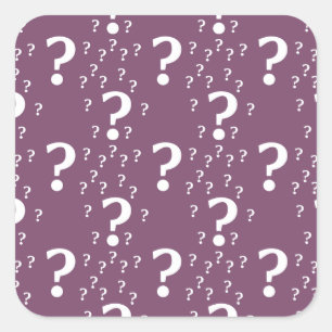 Mystery question mark riddle puzzle mauve square sticker