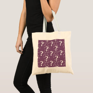 Mystery question mark riddle puzzle mauve tote bag