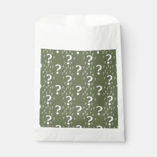 Mystery question mark riddle puzzle olive green favour bags