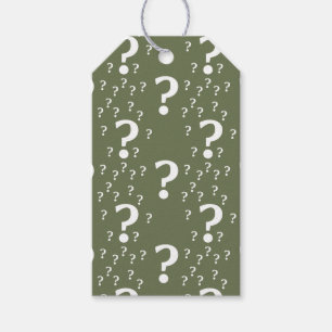 Mystery question mark riddle puzzle olive green gift tags