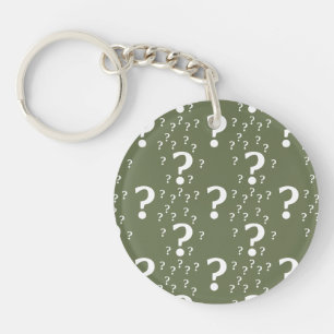 Mystery question mark riddle puzzle olive green key ring