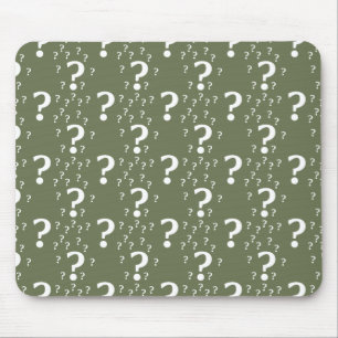 Mystery question mark riddle puzzle olive green mouse pad