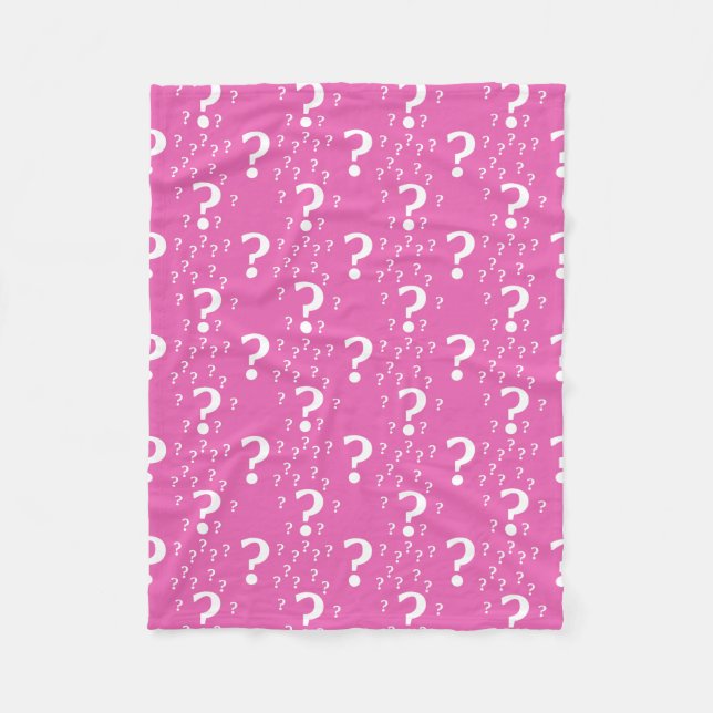 Mystery question mark riddle puzzle pink fleece blanket (Front)