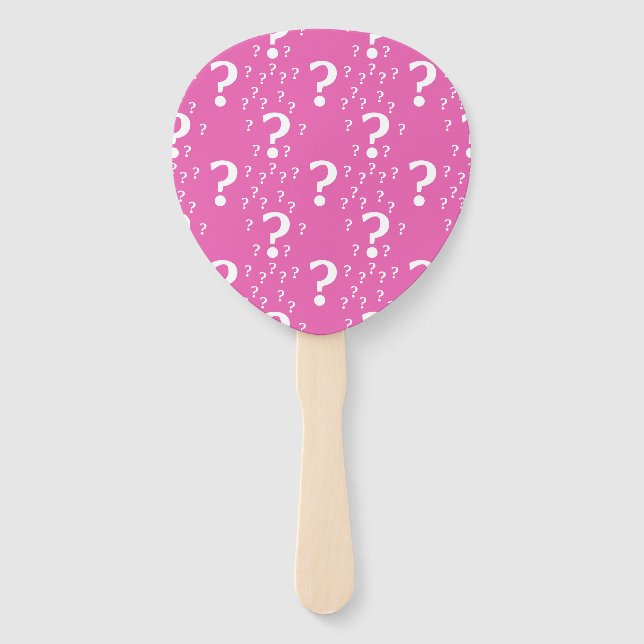 Mystery question mark riddle puzzle pink hand fan (Back)
