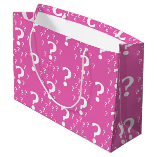 Mystery question mark riddle puzzle pink large gift bag