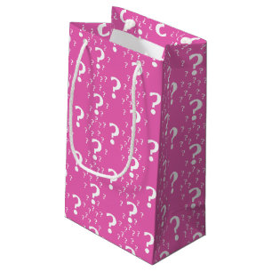 Mystery question mark riddle puzzle pink small gift bag