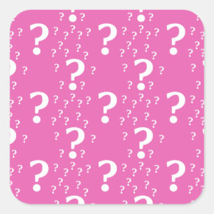 Mystery question mark riddle puzzle pink square sticker