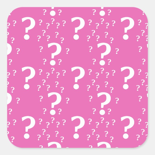 Mystery question mark riddle puzzle pink square sticker (Front)