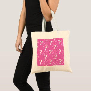 Mystery question mark riddle puzzle pink tote bag