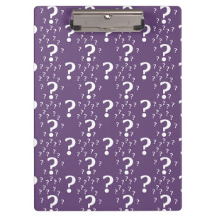 Mystery question mark riddle puzzle purple clipboard