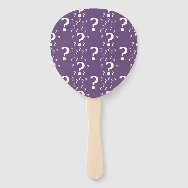 Mystery question mark riddle puzzle purple hand fan (Back)