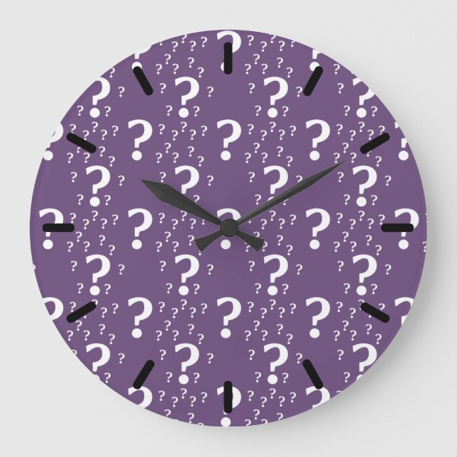 Mystery question mark riddle puzzle purple large clock (Front)