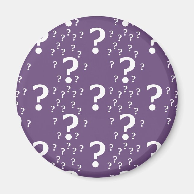 Mystery question mark riddle puzzle purple magnet (Front)