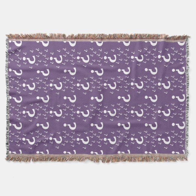 Mystery question mark riddle puzzle purple throw blanket (Front)