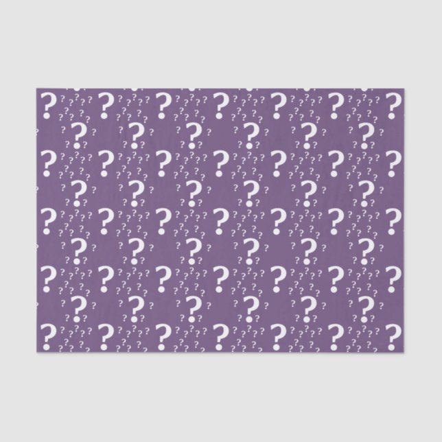 Mystery question mark riddle puzzle purple tissue paper (Front)