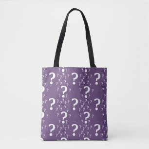 Mystery question mark riddle puzzle purple tote bag