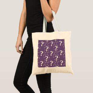 Mystery question mark riddle puzzle purple tote bag