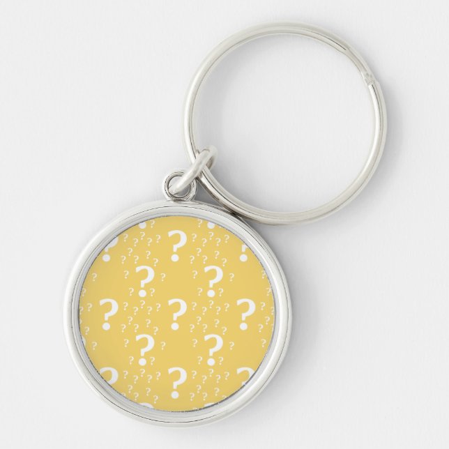 Mystery question mark riddle puzzle yellow key ring (Front)