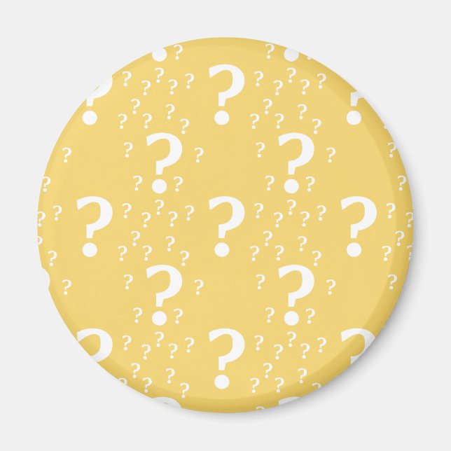 Mystery question mark riddle puzzle yellow magnet (Front)