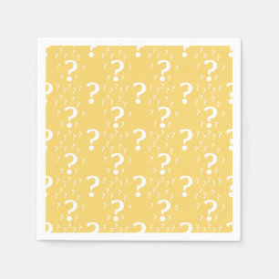 Mystery question mark riddle puzzle yellow napkin