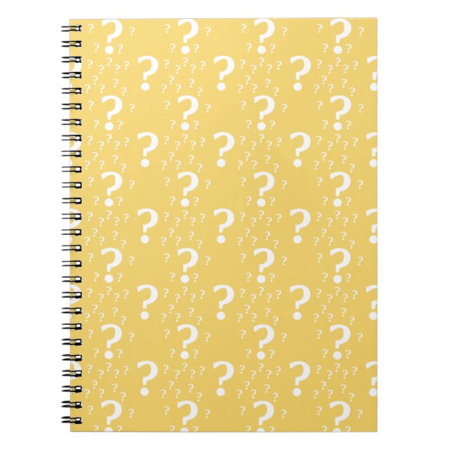 Mystery question mark riddle puzzle yellow notebook (Front)