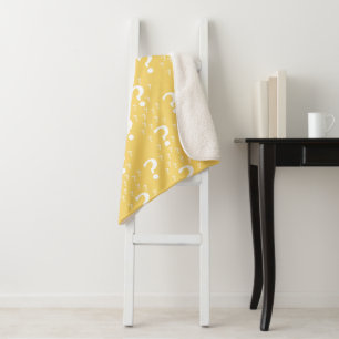 Mystery question mark riddle puzzle yellow sherpa blanket